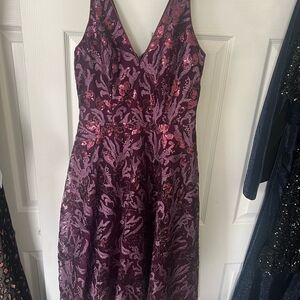 Dress the Population Black Label Elisa Sequin Floral Applique Midi Dress